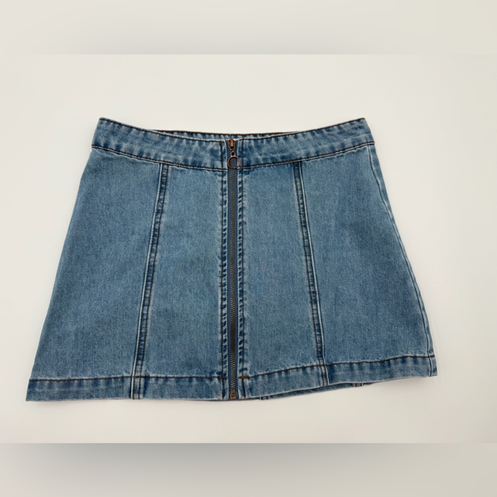 Altar'd State Denim Mini Skirt with Front Zip